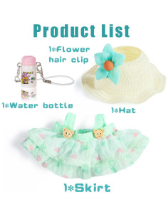 Conjunto de Ropa Kawaii para Muñecas 17cm - Vestido Floral Verde 2