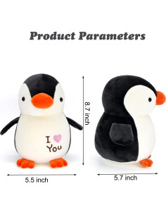Muñeco de Pingüino de Peluche HWD 22 cm Suave Negro 2