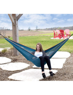 Hamaca Doble de Malla Vivere - Capacidad 181 kg - Azul/Naranja 2