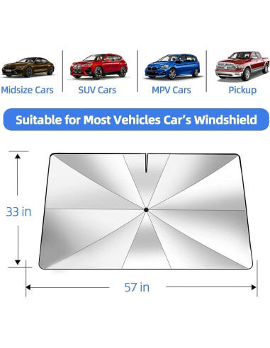 Sombrilla para Parabrisas JASVIC 145x84 cm Gris Plegable
