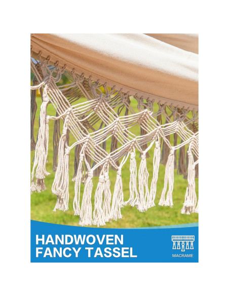 Hamaca Doble PNAEUT con Soporte, Capacidad 204 kg, Beige Hamaca Doble PNAEUT con Soporte, Capacidad 204 kg, Beige