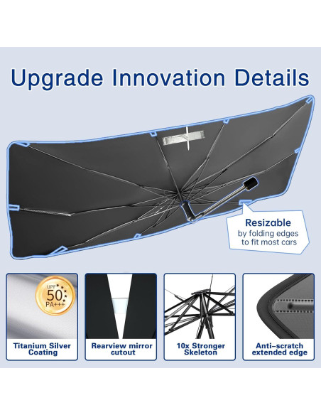 Sombrilla para Parabrisas JASVIC 145x84 cm Gris Plegable