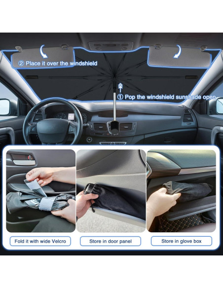 Sombrilla para Parabrisas JASVIC 145x84 cm Gris Plegable