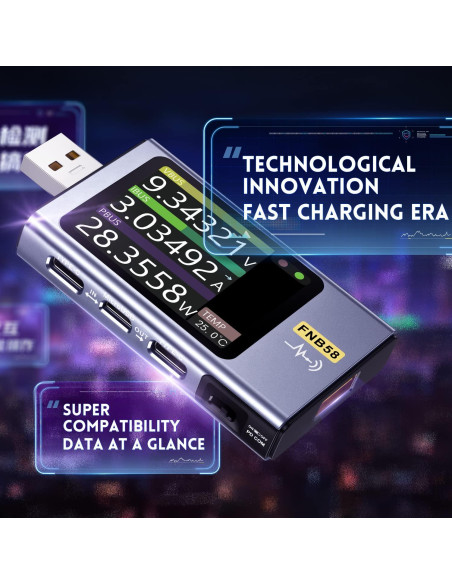 Probador USB FNIRSI FNB58 4-28V 7A LCD Multímetro