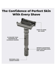 Maquinilla de Afeitar Rockwell T2 Doble Filo Metal Cromo Gunmetal 2