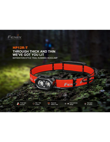 Linterna Frontal Fenix HP12R-T 1300 Lúmenes Recargable Negro