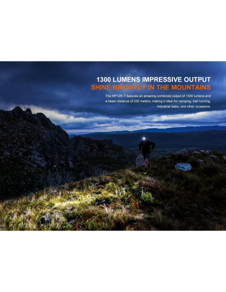 Linterna Frontal Fenix HP12R-T 1300 Lúmenes Recargable Negro