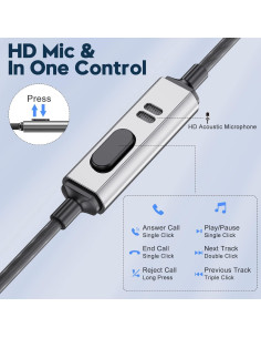 Auriculares Intrauditivos Yatloml EP610 Plata con Micrófono 2