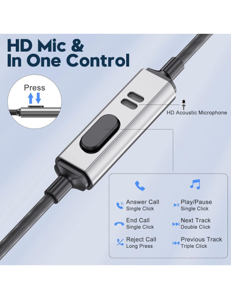 Auriculares Intrauditivos Yatloml EP610 Plata con Micrófono Auriculares Intrauditivos Yatloml EP610 Plata con Micrófono