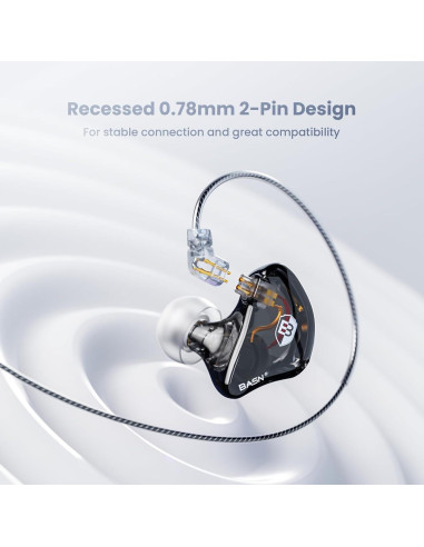 Auriculares In-Ear BASN Bsinger Pro 2-Pin HiFi Negro