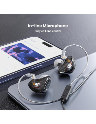 Auriculares In-Ear BASN Bsinger Pro 2-Pin HiFi Negro