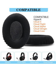 Cojines de Repuesto HyperX Cloud II/Alpha - Velour Negro 2