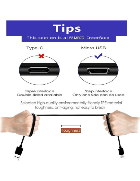 Cable de Carga Micro USB WZHENB 1.52m para Auriculares Gaming