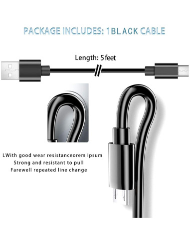 Cable de Carga Micro USB WZHENB 1.52m para Auriculares Gaming