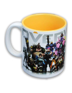 Taza de Café Cerámica JUST FUNKY Overwatch 454g Blanca Amarilla
