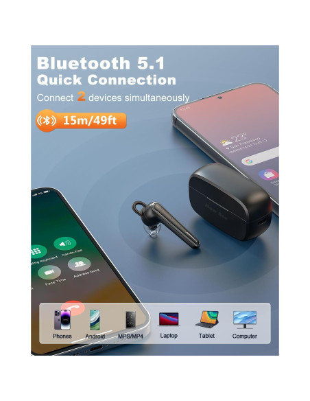 Soporte para Auriculares New Bee + Auricular Bluetooth M52 V5.1