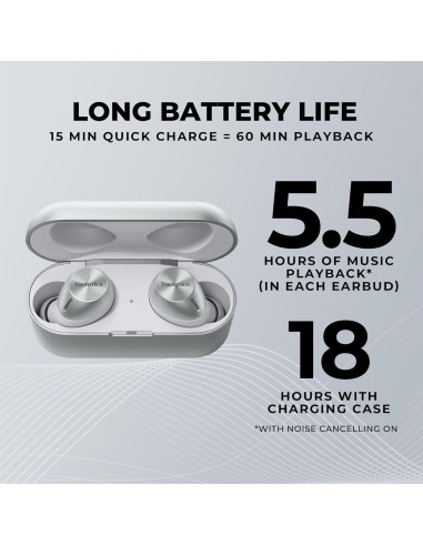 Auriculares Inalámbricos Technics EAH-AZ40M2-S Plata, Bluetooth 5.2, Cancelación de Ruido