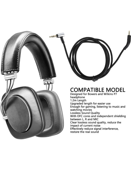 Cable de Reemplazo para Auriculares Bowers y Wilkins P7 1.2m