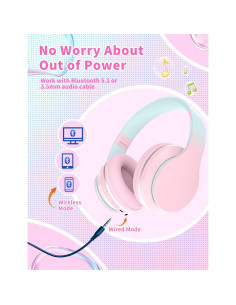 Auriculares Bluetooth DMJ-BT56 Rosa Plegables 10H Sonido Estéreo 2