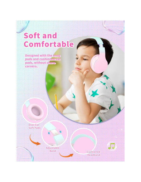 Auriculares Bluetooth DMJ-BT56 Rosa Plegables 10H Sonido Estéreo