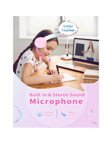 Auriculares Bluetooth DMJ-BT56 Rosa Plegables 10H Sonido Estéreo