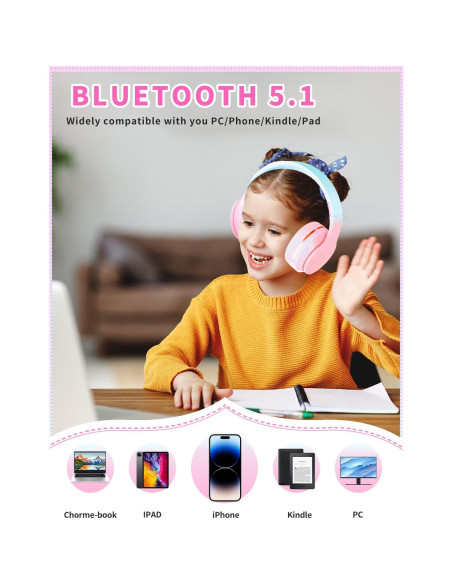 Auriculares Bluetooth DMJ-BT56 Rosa Plegables 10H Sonido Estéreo