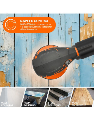 Lijadora Orbital 5" Yunirvana 300W 6 Velocidades 15 Discos