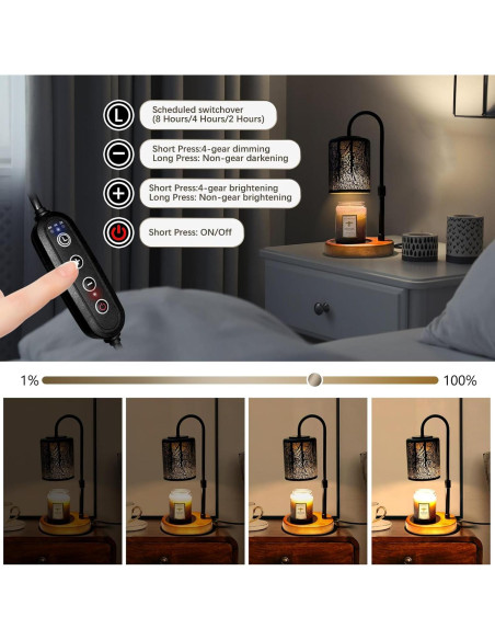 Calentador de Velas Eléctrico NoavJax Hoja Negra con Temporizador