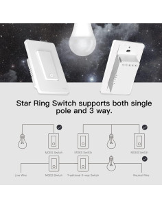 Interruptor de Luz Inteligente MOES WiFi 3 Vías Blanco 139g 2
