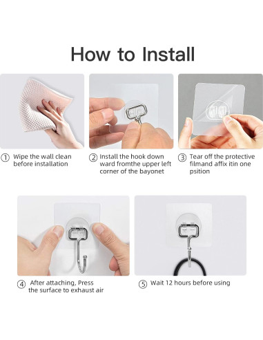 20 Ganchos Adhesivos Grandes Strjobaili Carga Pesada 20 kg