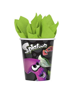 Vasos de papel desechables Amscan Splatoon 266 ml - 8 pcs