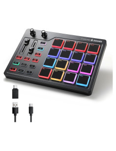 Controlador MIDI Donner STARRYPAD 16 Pads USB-C con Faders