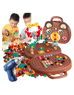 Caja de Herramientas Montessori TEZKIM con Taladro Eléctrico 203 Piezas