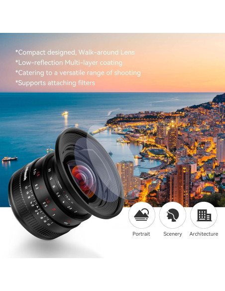 Lente Gran Angular PERGEAR 12mm F2 II Manual para M4/3 Lente Gran Angular PERGEAR 12mm F2 II Manual para M4/3