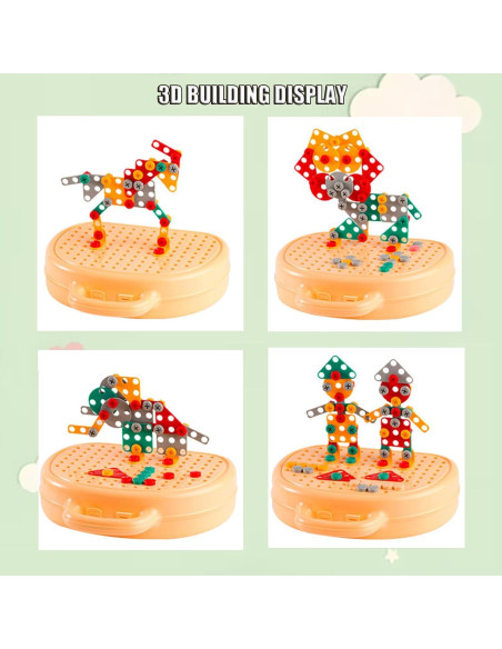 Caja de Herramientas Montessori TEZKIM con Taladro Eléctrico 203 Piezas Caja de Herramientas Montessori TEZKIM con Taladro Eléctrico 203 Piezas