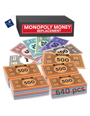 Reemplazo Dinero Monopoly 80 Hojas Colores Mixtos 10x5.5cm