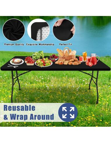 Mantel Rectangular Elástico Moosfor 182.9x76.2cm Negro