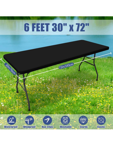 Mantel Rectangular Elástico Moosfor 182.9x76.2cm Negro