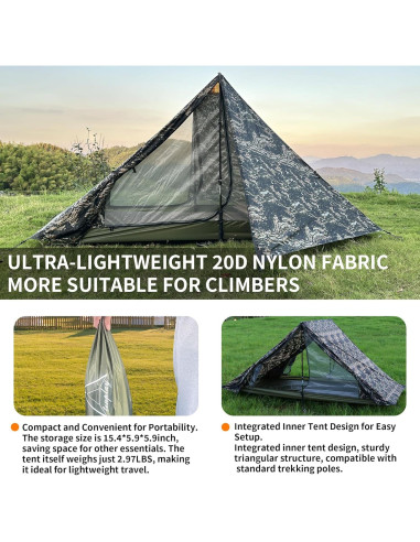 Tienda de Camping Ultraligera Mtenplay TS-2DS para 2 Personas