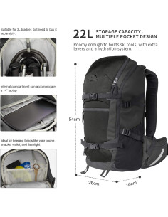 Mochila de esquí Unigear 22L impermeable para senderismo 2