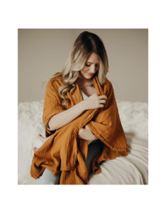 Cubierta de Lactancia Orgánica Kishu Baby - Muselina Caramelo