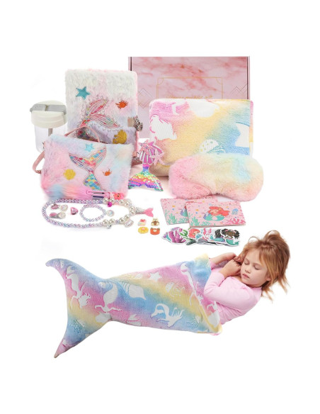 Set de Regalos de Sirena para Niñas 3-12 Años - Manta y Joyería