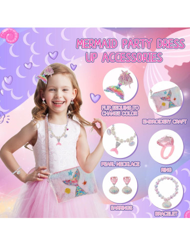 Set de Regalos de Sirena para Niñas 3-12 Años - Manta y Joyería