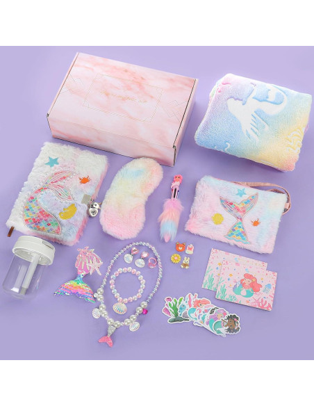 Set de Regalos de Sirena para Niñas 3-12 Años - Manta y Joyería
