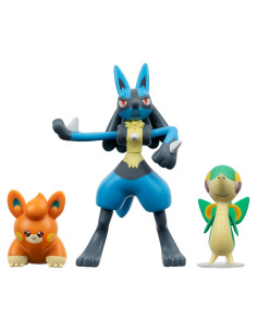 Paquete de Figuras de Batalla Pokémon 3 - Snivy, Pawmi y Lucario