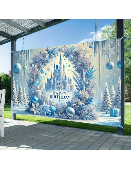 Banner de Cumpleaños Princesa Frozen 180 x 109 cm - BlissYard