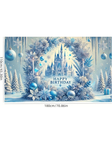 Banner de Cumpleaños Princesa Frozen 180 x 109 cm - BlissYard