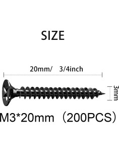 Tornillos de Madera M3 x 20mm LERNOU 200pcs Autoperforantes 2