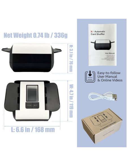 Barajador Automático de Cartas Dealtron X1D-2506 Recargable Negro