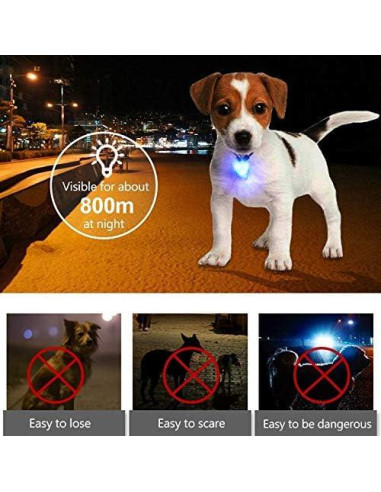 Collar LED para perros Avando, luces de seguridad 3 pcs